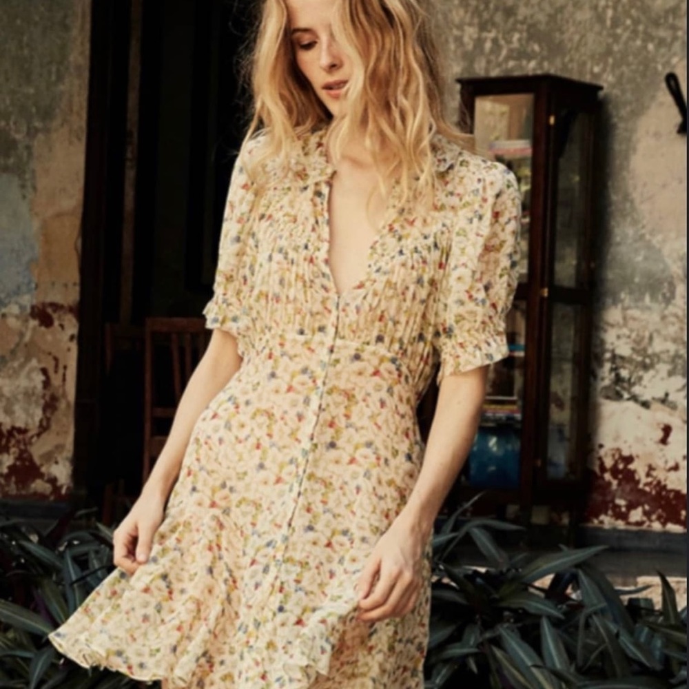 Doen yellow Victoria Floral Dress
